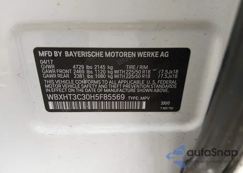 2017 BMW X1 xDrive28I z USA, uszkodzony, nr VIN WBXHT3C30H5F85569